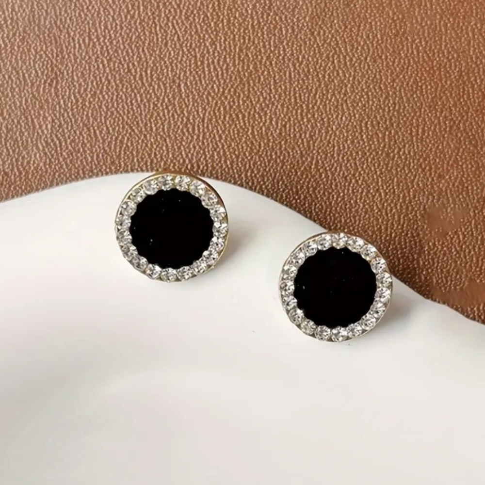 Black Geometric Stud Earrings